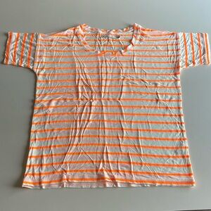 Madewell Hi-Line Striped Short Sleeve T-Shirt in Orange & White
